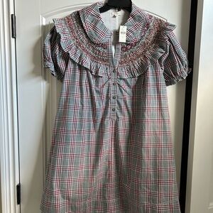 Pilcro from Anthropologie Multicolor Plaid Dress with Embroidery